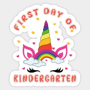 Lovely Unicorn and Rainbow | First Day of Kindergarten Sticker